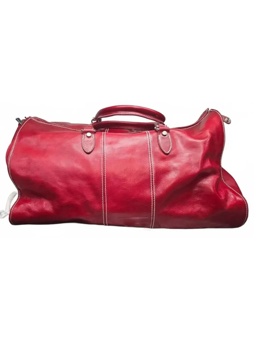 Floto Italian Leather Red Travel Duffel Bag